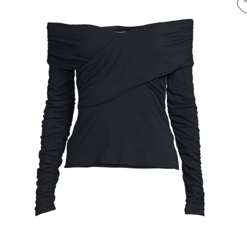 NWOT Midnight Blue Off the Shoulder Rouched Top Size XS